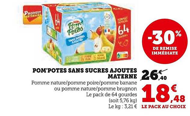 Pom'potes Sans Sucres Ajoutés Materne