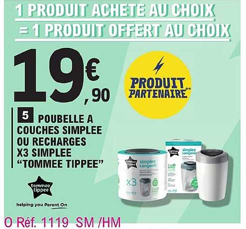 poubelle à couches simplee ou recharges x 3 simplee "tommee tippee"