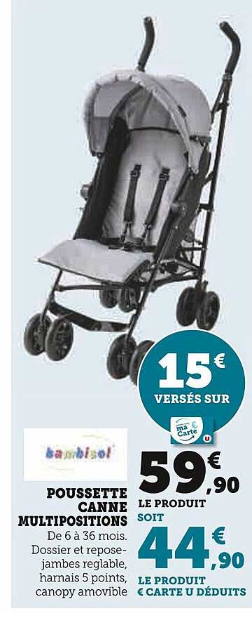 poussette canne multipositions