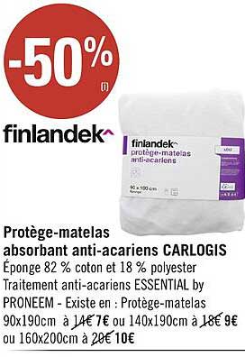 protège-matelas absorbant anti-acariens carlogis finlandek
