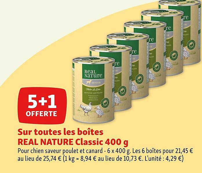 real nature classic pour chien saveur poulet et canard