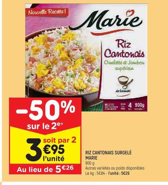 riz cantonais surgelé marie