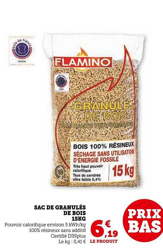 Sac De Granulés De Bois 15 Kg Flamino
