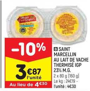 saint marcellin au lait de vachce thermisé igp 23% m.g.