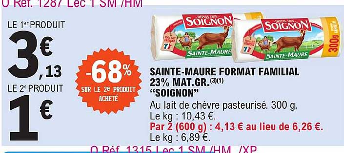 sainte-maure format familial 23% mat.gr. "soignon"