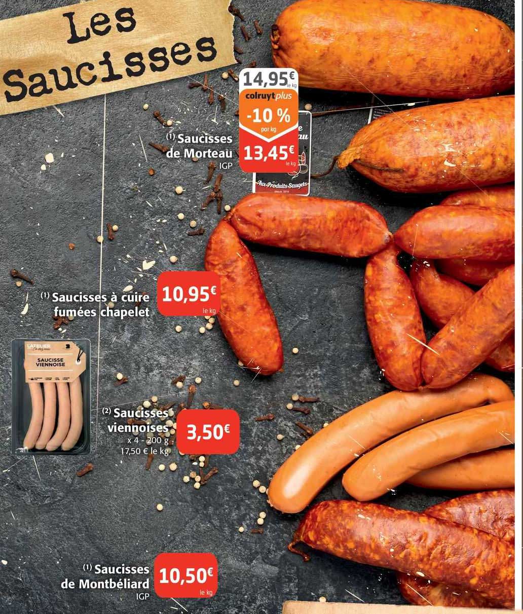 Saucisses De Morteau, Saucisses à Cuire Fumées Chapelet, Saucisses Vienoise, Saucisses De Montbéliard