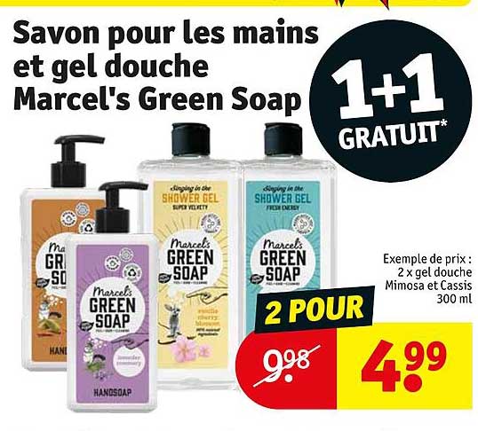 savon pour les mains et gel douche marcel's green soap