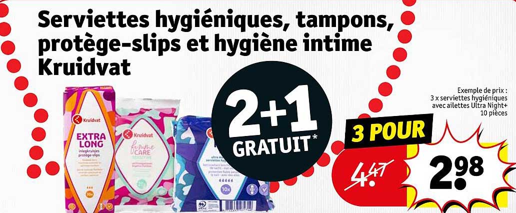 serviettes hygiéniques, tampons, protège-slips et hygiène intime kruidvat