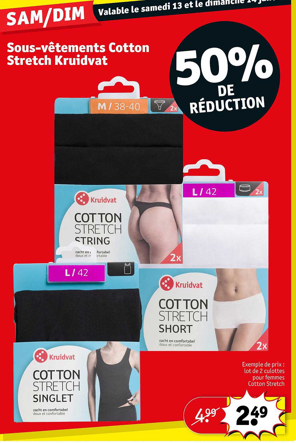 sous-vêtements cotton stretch kruidvat