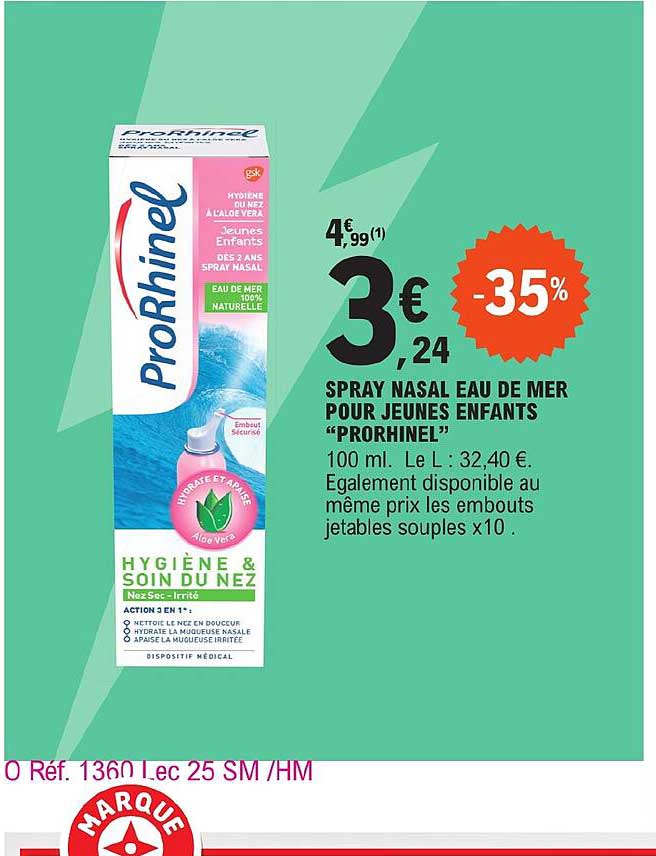 spray nasal eau de mer pour jaunes enfants "prorhinel"