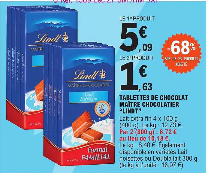 tablettes de chocolat maître chocolatier "lindt"