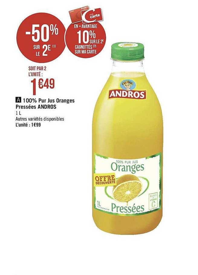 100% pur jus d'oranges pressées andros