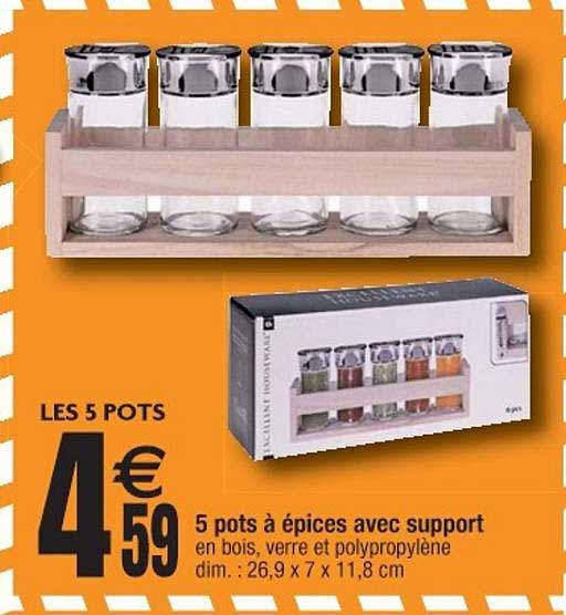 5 pots à épices avec support