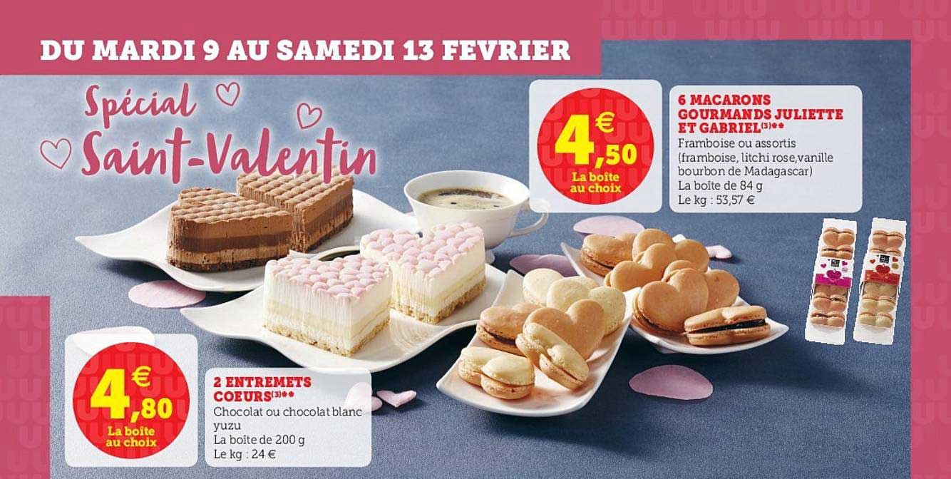 6 macarons gourmands juliette et gabriel , 2 entremets cœurs