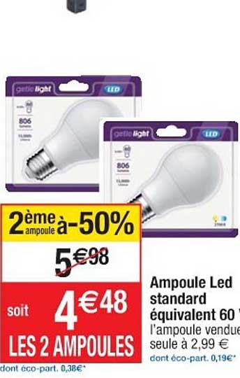 ampoule led standard équivalent 60