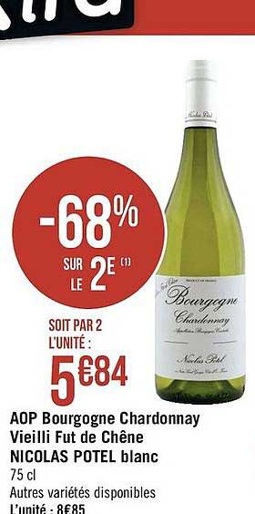 aop bourgogne chardonnay vieilli fut de chêne nicolas potel blanc