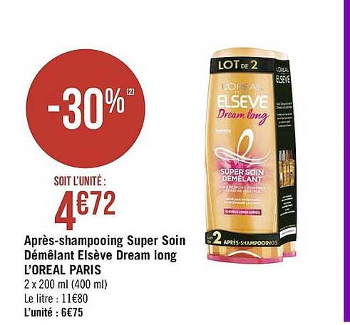 après-shampooing super soin démêlant elsève dream long l'oréal paris