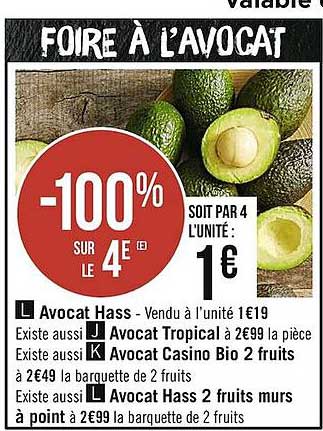 Avocat Hass, Avocat Tropical, Avocat Casino Bio , Avocat Hass 2 Fruits Murs