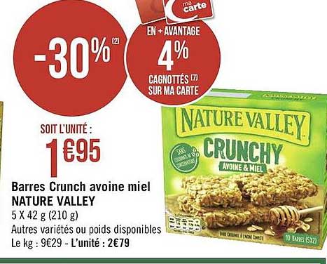 barres crunch avoine miel nature valley