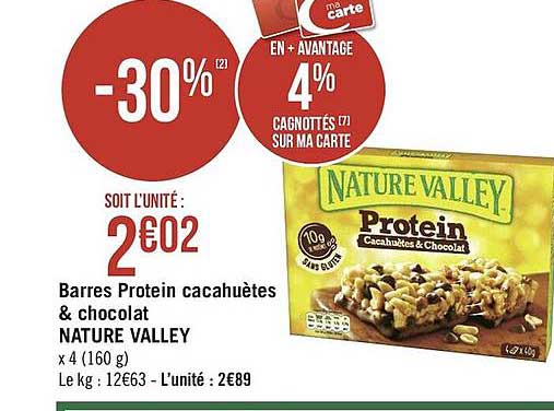 Barres Protein Cacahuètes & Chocolat Nature Valley