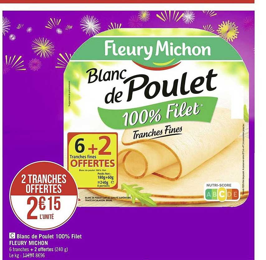 blanc de poulet 100% filet fleury michon