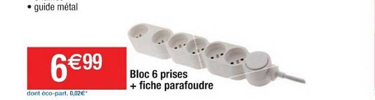 bloc 6 prises + fiche parafoudre