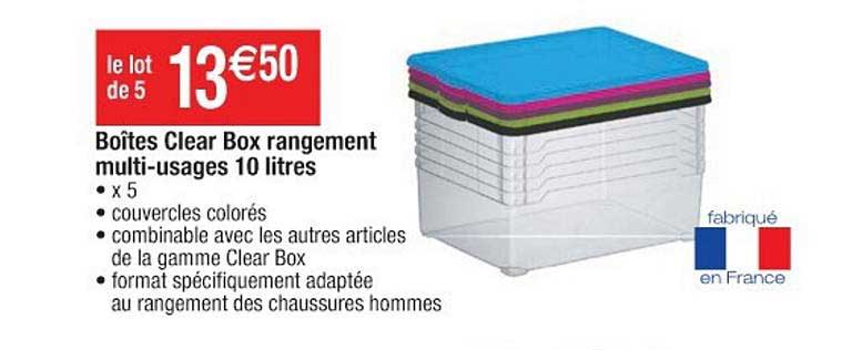 boîtes clear box rangement multi-usages 10 litres