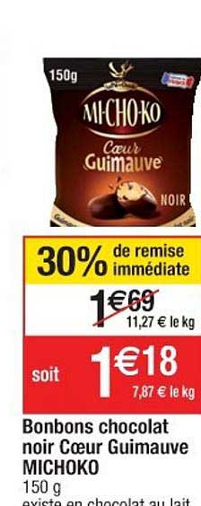 bonbons chocolat noir cœur guimauve michoko