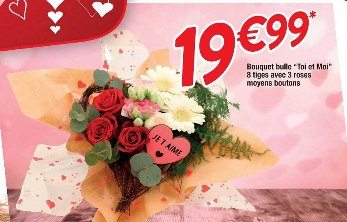 bouquet bulle "toi et moi" 8 tiges avec 3 roses moyens boutons