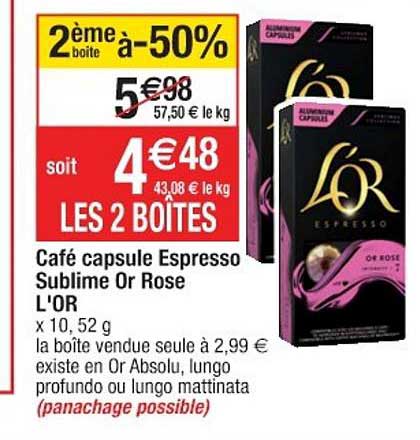 Café Capsule Espresso Sublime Or Rose L'or