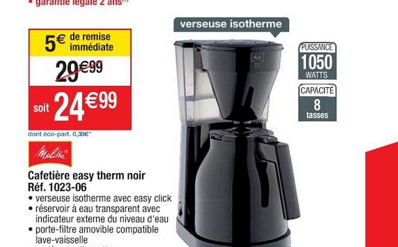 cafetière easy therm noir melitta
