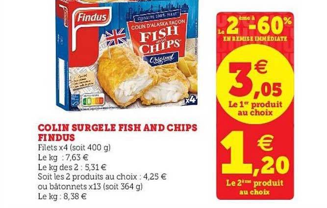colin surgelé fish and chips findus