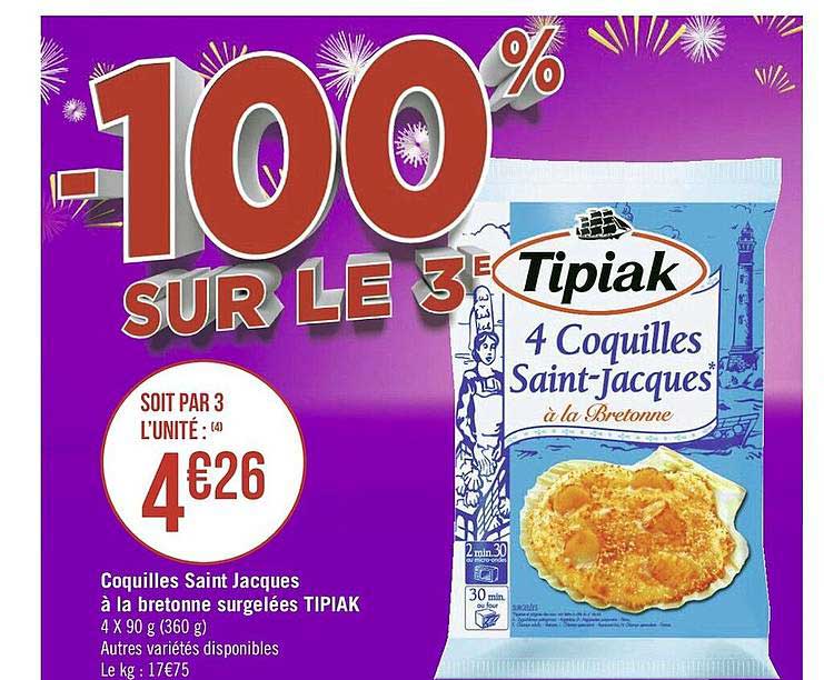 coquilles saint jacques à la bretonne surgelées tipiak
