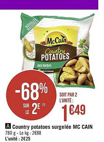 country potatoes surgelée mc cain