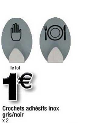 crochets adhésifs inox gris-noir