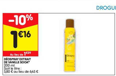 déospray extrait de vanille sooa