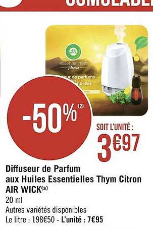 diffuseur de parfum aux huiles essentielles thym citron air wick