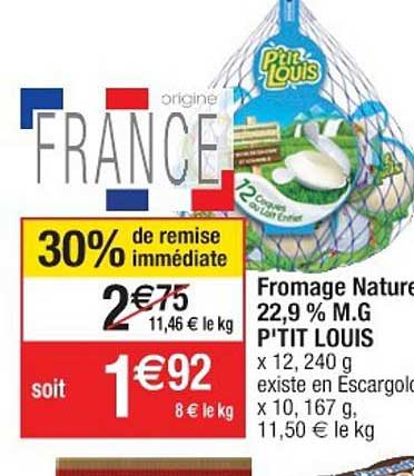 fromage nature 22,9% m.g. p'tit louis