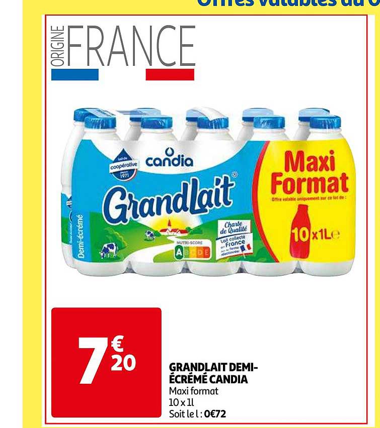 grandlait demi-écrémé candia