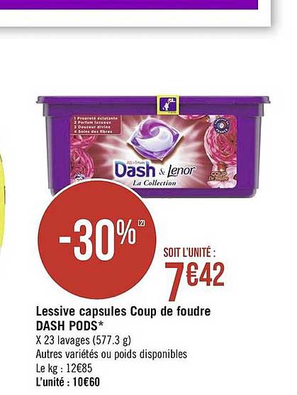 lessive capsules coup de foudre dash pods
