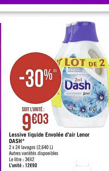 lessive liquide envolée d'air lenor dash