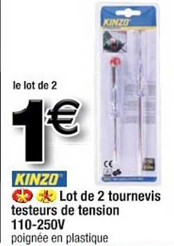 lot de 2 tournevis  testeurs de tension 110-250v kinzo