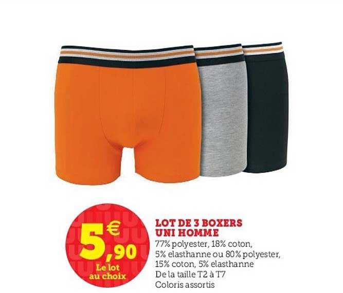 Lot De 3 Boxers Uni Homme