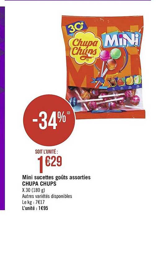 mini sucettes goûts assorties chupa chups