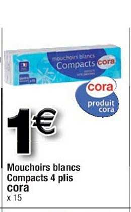 mouchoirs blancs compacts 4 plis cora