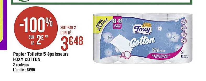 papier toilette 5 épaisseurs foxy cotton