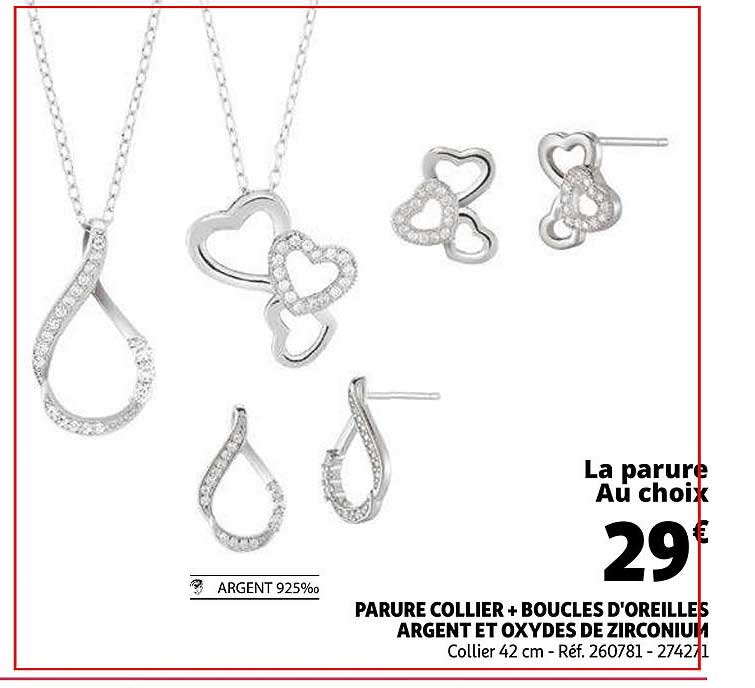 parure collier + boucles d'oreilles argent et oxydes de zirconium