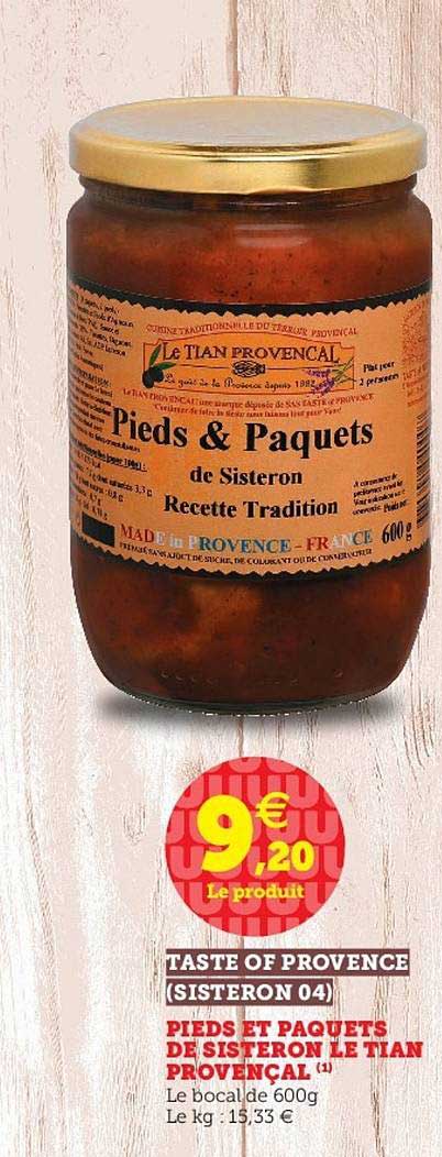 pieds et paquets de sisteron le tian provençal