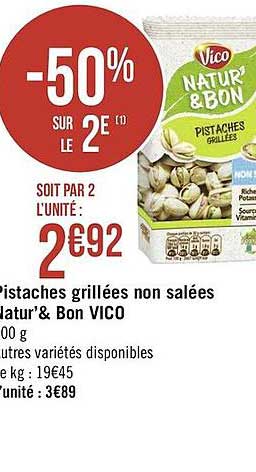pistaches grillées non salées natur' & bon vico