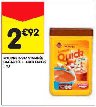 poudre instantanée cacaotée leader quick